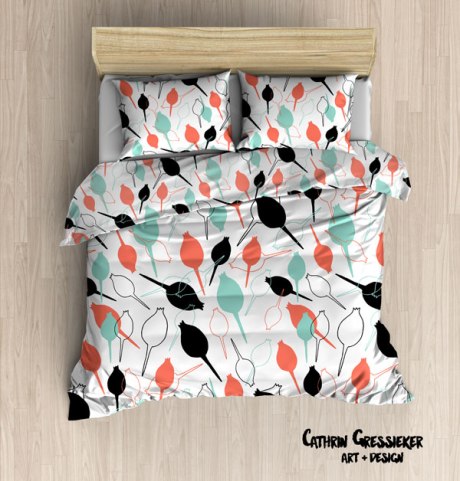 spoonflower-coral-mint-black-white-bedding-mock-up